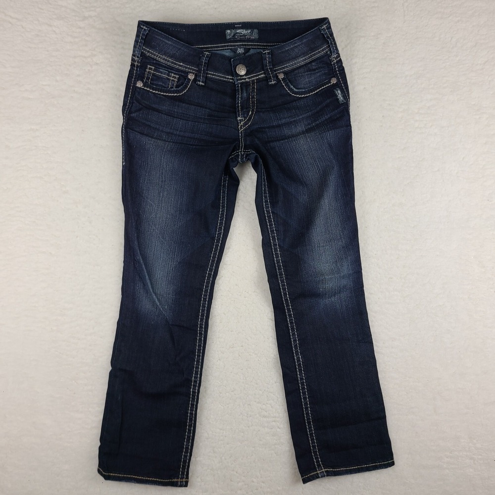 Silver Jeans Womens 27‎ Blue Suki Capri Dark Wash Denim